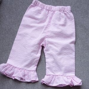 Baby Girl Ruffle Hem Pink White Striped Pants